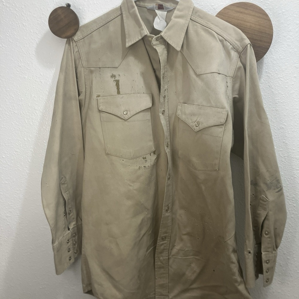 Vintage 80s 90s Carhartt Rugged Outdoor Wear Canvas Work Shirt Welder Distressed